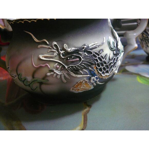 Vintage Ucagco Moriage 3D Dragonware 16 pc Demitasse Tea Set - Picture 6 of 14